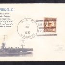 Cruiser USS MEMPHIS CL-13 Portland OR 1937 Naval Cover MhCachets 1 Made