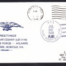 Tank Landing Ship USS GRANT COUNTY LST-1174 Greetings Norfolk VA Naval Cover