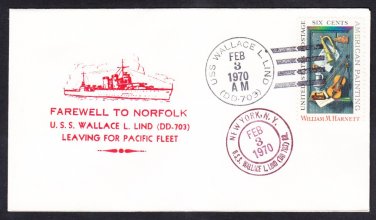 Destroyer USS WALLACE L. LIND DD-703 Leaving For Pacific Fleet Naval Cover