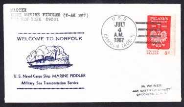 MSTS Attack Cargo Ship USNS MARINE FIDDLER T-AK 267 Norfolk VA Naval Cover