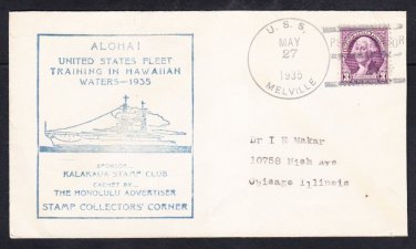 Destroyer Tender USS MELVILLE AD-2 US Fleet in Hawaiian Waters 1935 Naval Cover