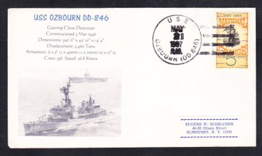 Destroyer USS OZBOURNE DD-846 Naval Cover MhCachets 1 MADE