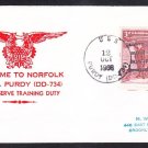 Destroyer USS PURDY DD-734 Reserve Training Duty Norfolk VA Naval Cover