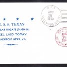 Nuclear Powered Guided Missile Cruiser USS TEXAS DLGN-39 KEEL LAYING Naval Cover