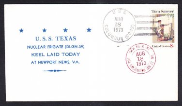 Nuclear Powered Guided Missile Cruiser USS TEXAS DLGN-39 KEEL LAYING Naval Cover