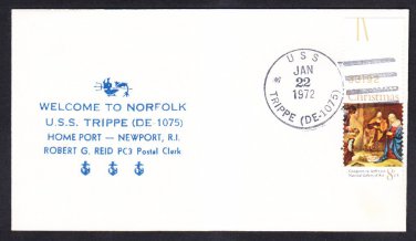 Destroyer Escort USS TRIPPE DE-1075 Welcome to Norfolk VA Naval Cover