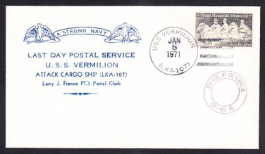 Amphibious Attack Cargo Ship USS VERMILLION LKA-107 LDPS Naval Cover