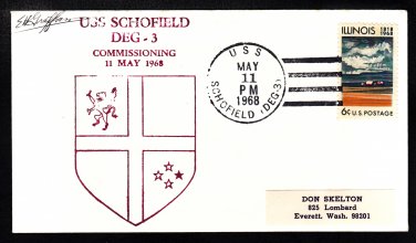 Guided Missile Destroyer Escort USS SCHOFIELD DEG-3 COMMISSIONING Naval Cover