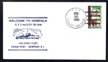 Destroyer Escort USS McCLOY DE-1038 Visit to Norfolk Virginia Naval Cover