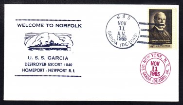 Destroyer Escort USS GARCIA DE-1040 Visit to Norfolk Virginia Naval Cover