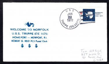 Destroyer Escort USS TRIPPE DE-1075 Visit to Norfolk Virginia Naval Cover