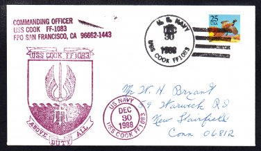 Fast Frigate USS COOK FF-1083 Ship's Cachet Naval Cover