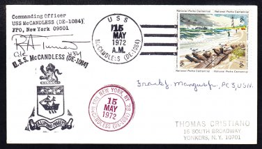 Destroyer Escort USS McCANDLESS DE-1084 Commanding Officer's Autograph Naval Cover