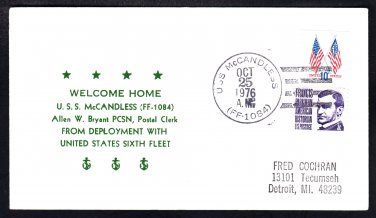 Fast Frigate USS McCANDLESS FF-1084 6th Fleet Deployment Naval Cover