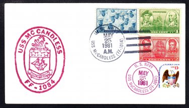 Fast Frigate USS McCANDLESS FF-1084 Ship's Cachet Naval Cover