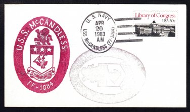 Fast Frigate USS McCANDLESS FF-1084 Ship's Cachet Naval Cover