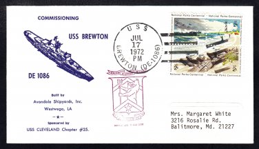 Destroyer Escort USS BREWTON DE-1086 COMMISSIONING Naval Cover