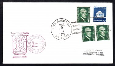 Fast Frigate USS BREWTON FF-1086 Ship's Cachet Naval Cover