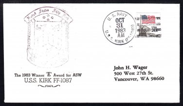 Fast Frigate USS KIRK FF-1087 "E" Award for Anti-Submarine Warfare Naval Cover