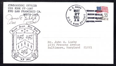 Fast Frigate USS KIRK FF-1087 Commanding Officer's Autograph Naval Cover