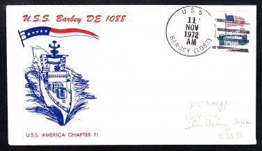 Destroyer Escort USS BARBEY DE-1088 COMMISSIONING Naval Cover