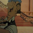 Disney 101 Dalmatians Original Production Cel and Original Painted Background Jasper and Staircase.