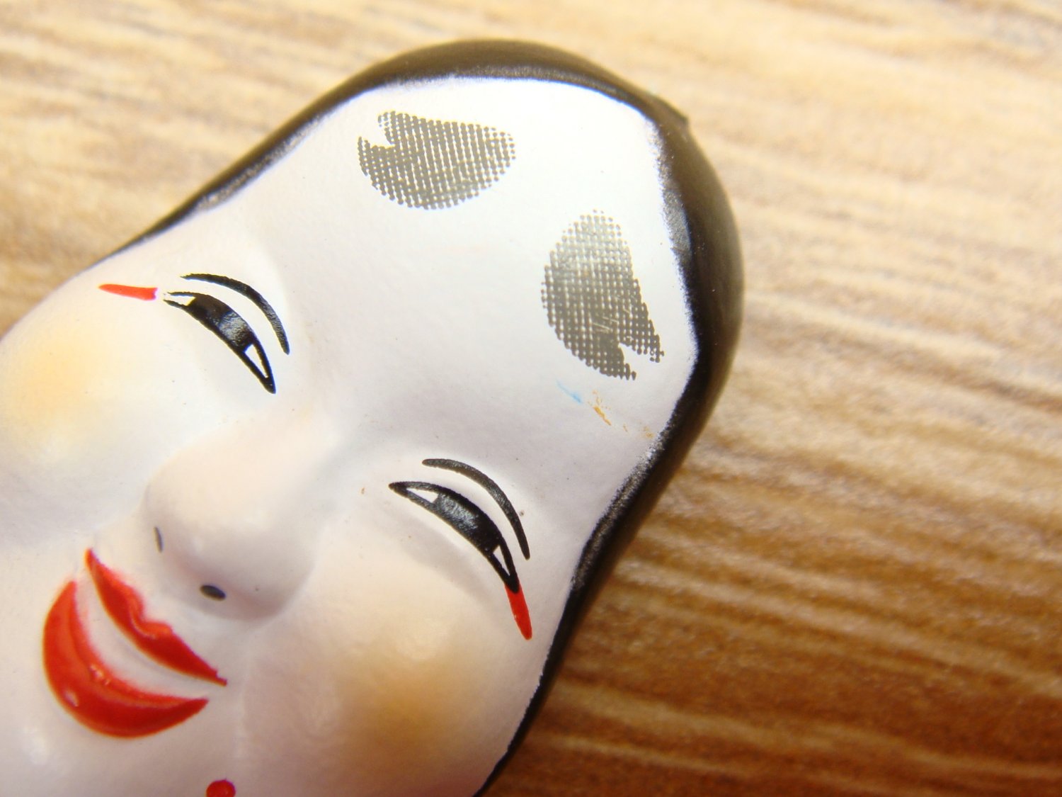 Japanese Mini Noh Otafuku Mask Kabuki Kagura Traditional Okame Mask Model Figure