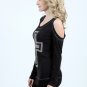 VOCAL Top Open Shoulder Sinful Cross Tattoo T-Shirt Black