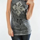 Womens Vocal Tank Top Chopper Rhinestone Sexy Shirt
