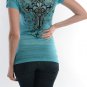 Womens Vocal Fleur De Lis Cross Jade Burnout T-Shirt