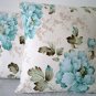 Two Vintage Floral Cream and Light Blue Pillow Covers