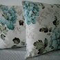 Two Vintage Floral Cream and Light Blue Pillow Covers