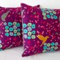 Two Echino Kokka Purple Bird and Floral Pillow Covers
