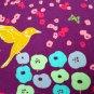 Two Echino Kokka Purple Bird and Floral Pillow Covers