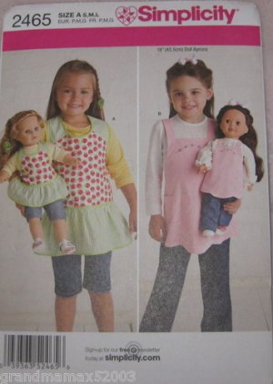 #2465 SIMPLICITY CHILD'S AND 18" DOLL APRON  PATTERN