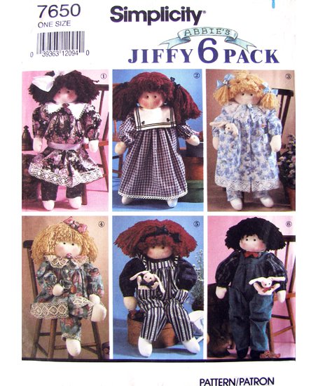 Simplicity 7650 Stuffed Doll & Clothes Sewing Pattern UNCUT Size 22 inch