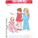 Girls 70s Dress or Top & Pants Vintage Sewing Pattern Simplicity 7903 Size 1