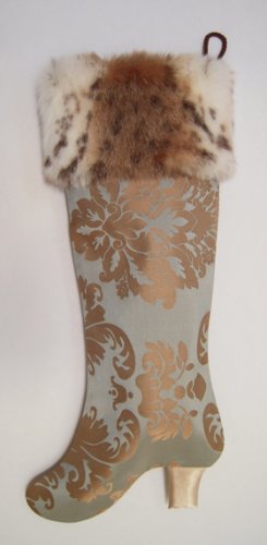 Gold Brocade Boot Christmas Stocking