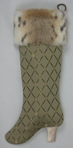 Green Lattice Boot Christmas Stocking