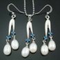 Dainty Pearl Pendant Earrings Set
