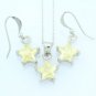 Graceful Star Cut Yellow Citrine Lady Pendant Earrings Set