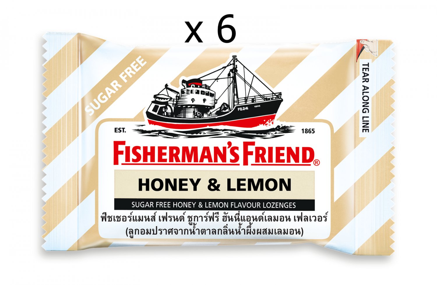 6 x Fisherman's Friend Honey Lemon Flavor Lozenges Sore Throat Cough Relief