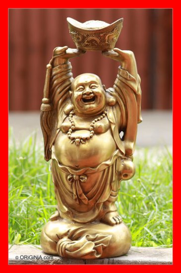 Laughing Buddha Ingot Statue Large Sculpture Feng Shui