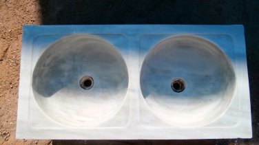 Old spanish Carrara marble double bowl kitchen sink