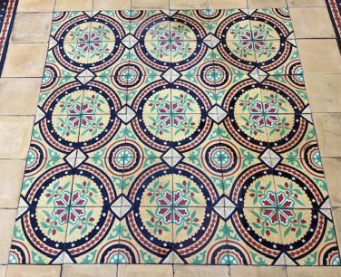 Antique cement patterned floor tiles