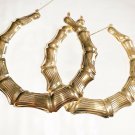 Bamboo Door Knocker Round Earrings Gold