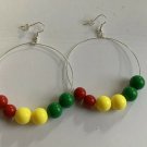 Rasta Jamaica Beaded Hoop Earrings