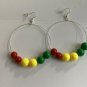 Rasta Jamaica Beaded Hoop Earrings