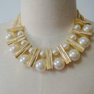 Fashion  Necklace made with Pearls and Artificial diamond Double bead with gold  chain