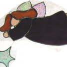 Stained Glass Flying Angel with Star, Purple, #108d